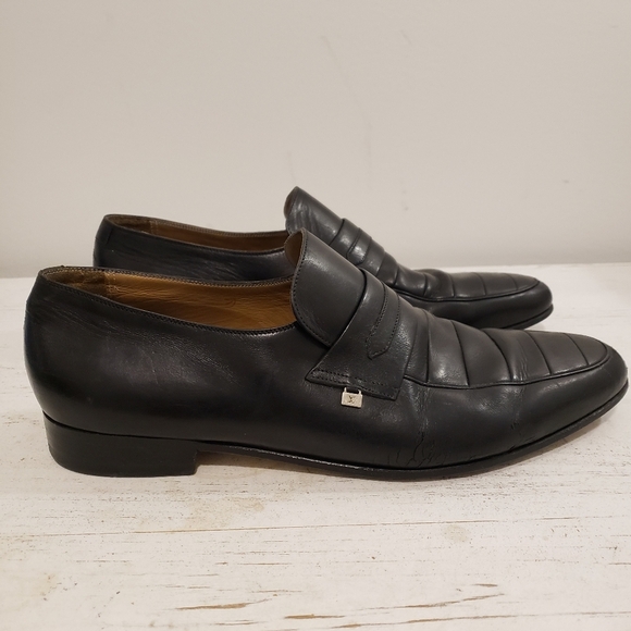 Louis Vuitton Vintage Men's Leather Loafers Size 9-10 Black - Picture 1 of 13